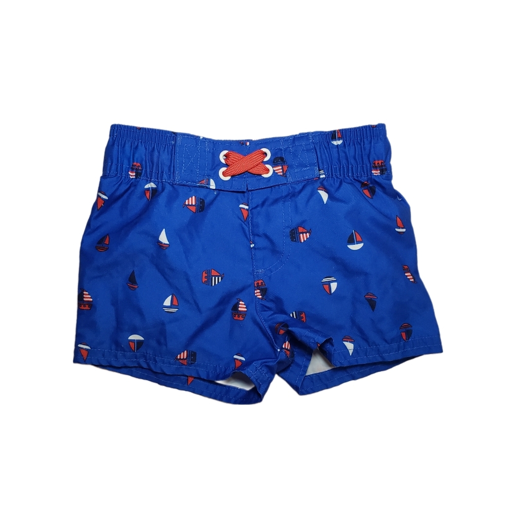 Cat & Jack 3-6m Baby Boy Blue Sailboat Patterned Swim Trunks
